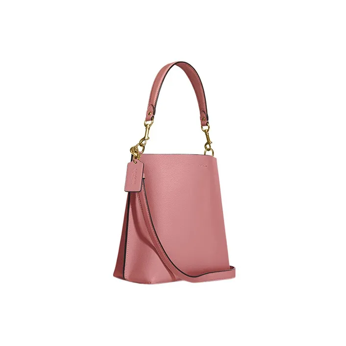 COACH Mollie Leather One Shoulder Handbag, Crossbody Bag Small Size Women's Pink-1