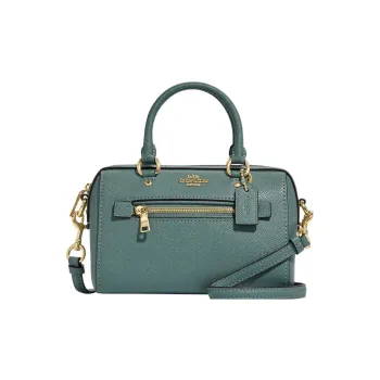 COACH Rowan Cross Stitch Leather Handbags Shoulder Bag Crossbody Bag Mini Women's Ink Wash Green