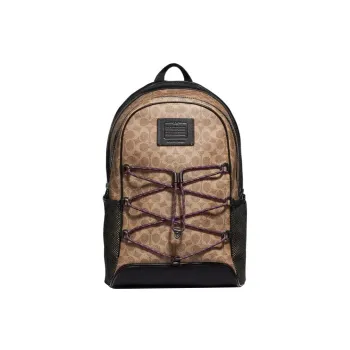 COACH Academy Canvas With Leather Backpack Large Size Men's Monogram Brown