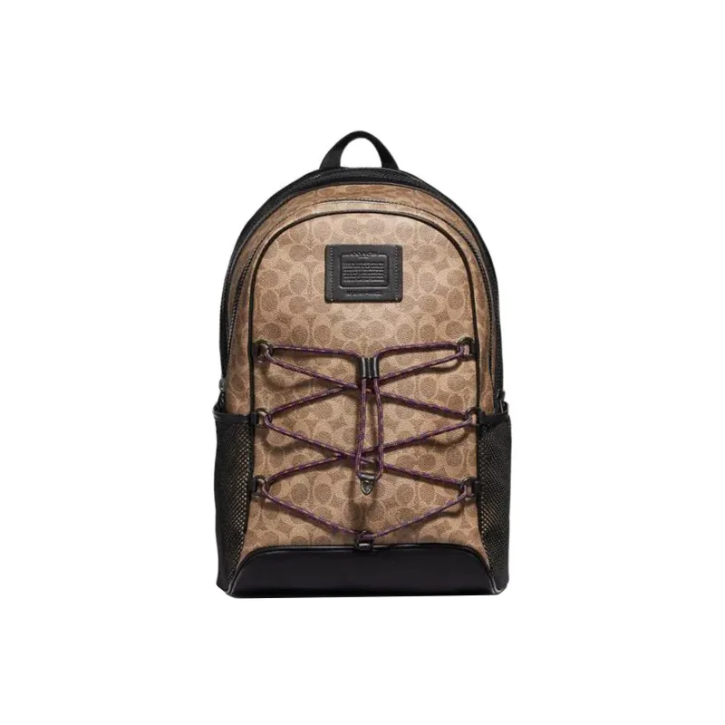 COACH Academy Canvas With Leather Backpack Large Size Men's Monogram Brown-0
