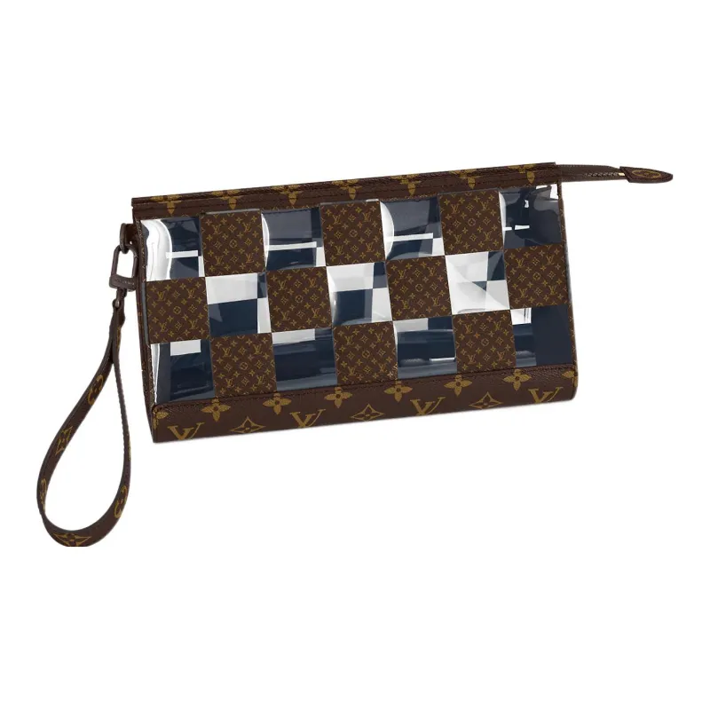 LOUIS VUITTON Standing Pouch Brown/Clear-0