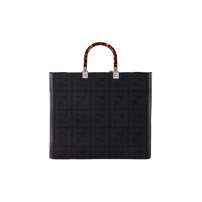 FENDI Sunshine Fabric Tote Bag Shopping Bag Shoulder Bag Crossbody Bag Handbag Women's Black-2