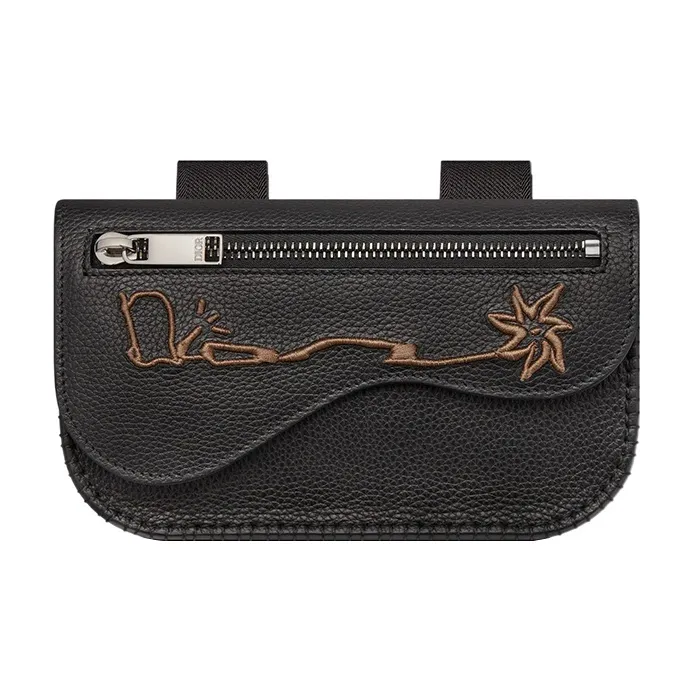 DIOR CACTUS JACK Collaboration Cow Leather Saddle Arm Bag Men's Black-0