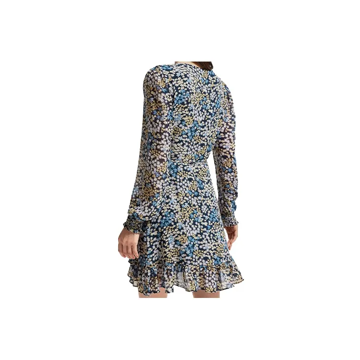 MICHAEL KORS Long Sleeved Dresses Women's Earth Yellow/Blue/White-1