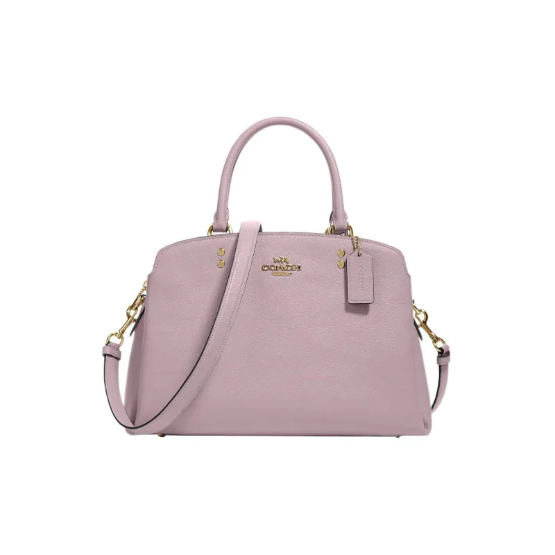 COACH Lillie Cross-Stitch Leather Handbag Shoulder Bag Crossbody Bag Large Size Women's Light Purple-0