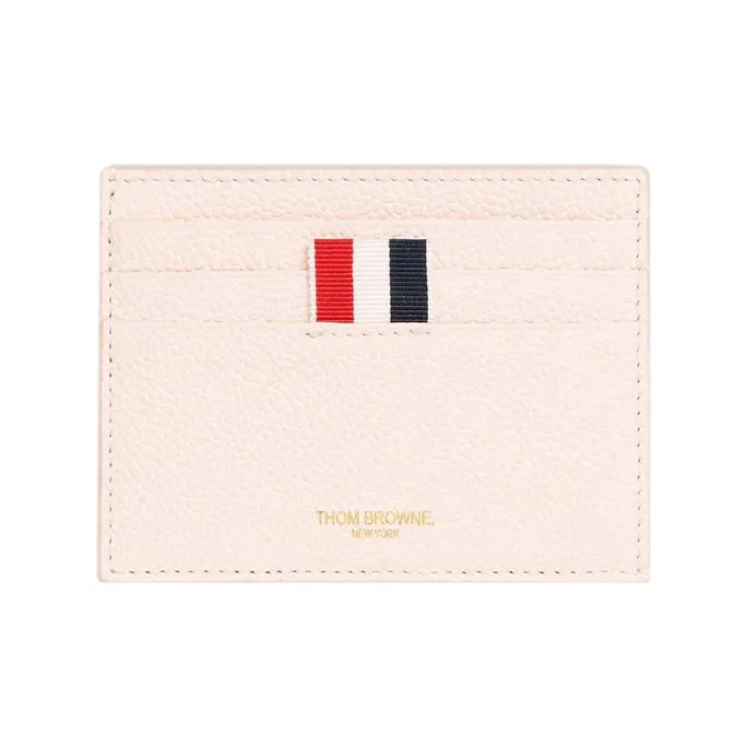 THOM BROWNE· Pebble Texture Calfskin Card Holder Men's Light Pink-0