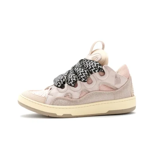 Lanvin Curb Leather And Glitter Sneakers 'Pale Pink'