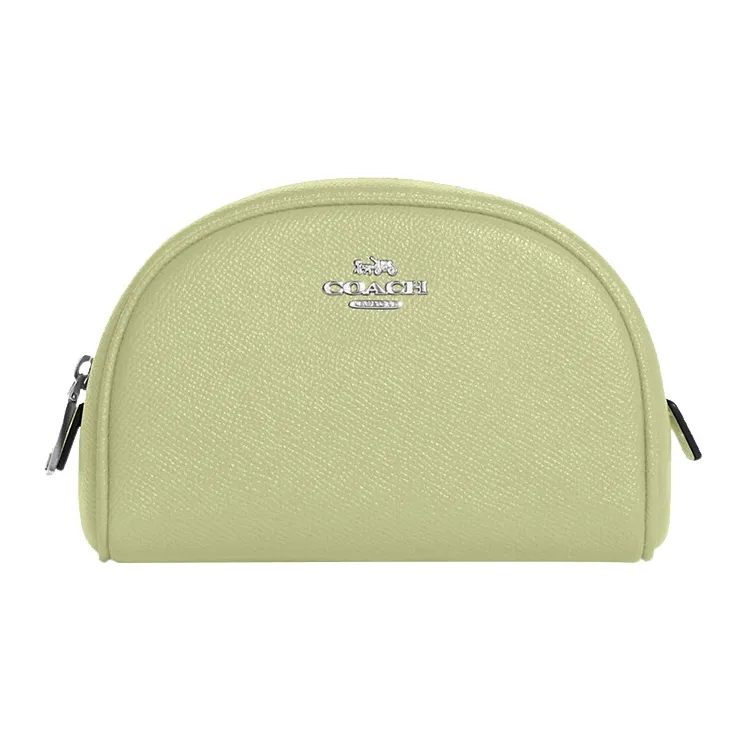 COACH Cross-Stitch Leather Dome Bag Makeup Bag Clutch Mini Women's Lime Green-0