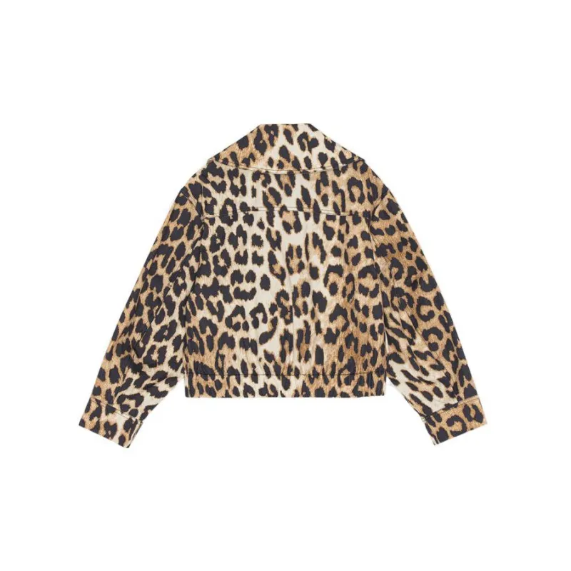 GANNI Leopard Print Zipped Jacket 'Beige Leopard'-1