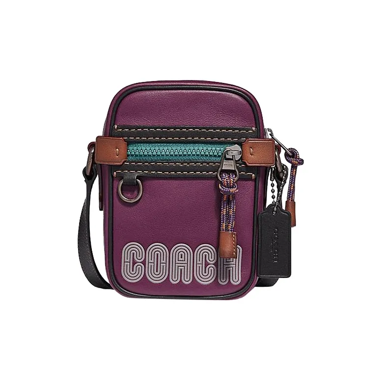 COACH Dylan Leather Crossbody Bag Mini Unisex Eggplant Purple Color-0