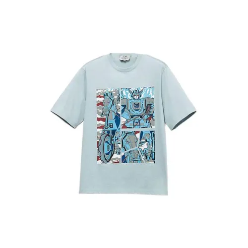 HERMES T-Shirts Men Light Blue