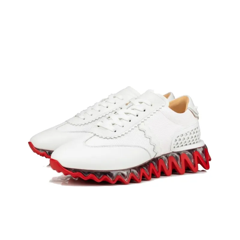CL LUBOTING Calfskin Low Top Casual Shoes Men's White-1