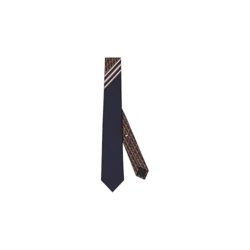 DIOR Ties Men Marine Blue/Coffee Brown