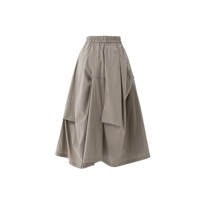SOON FLOWER Casual Long Skirt Summer Women's Coffee Gray-1