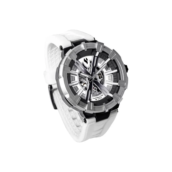 YOUNG STERNA Automatic Mechanical Movement Silicone Strap Watch Unisex Black Dial-8