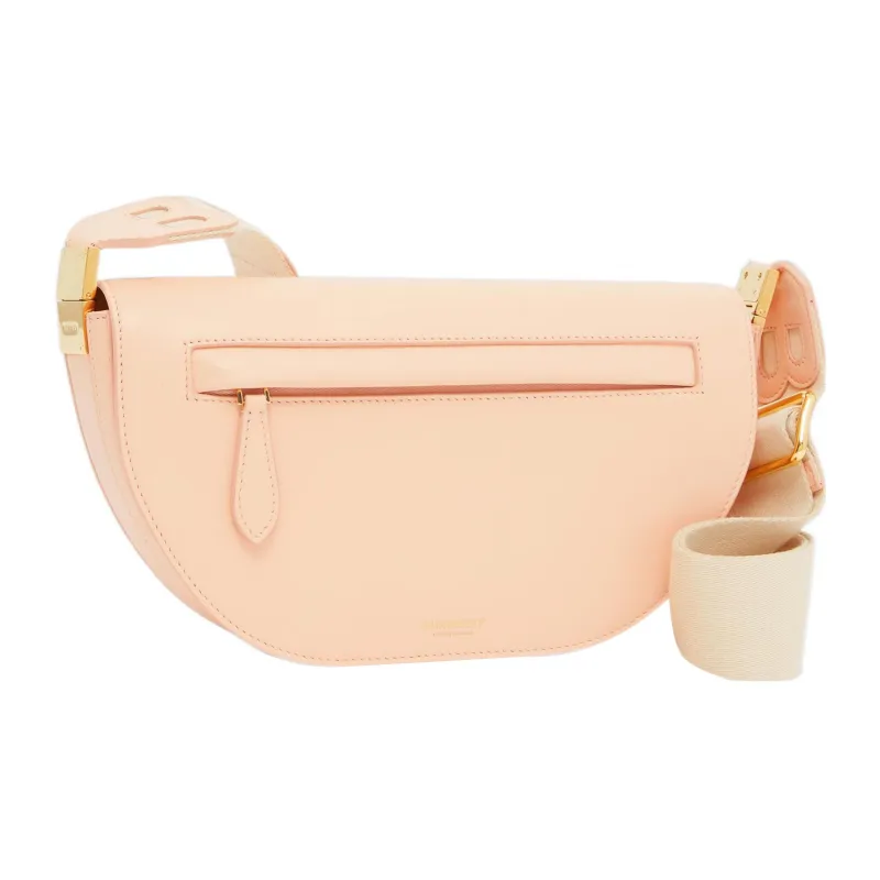 Burberry Bag Collection Calfskin Shoulder Bag Crescent Bag Portable Crossbody Bag Shoulder Bag Women's Peach Pink-2