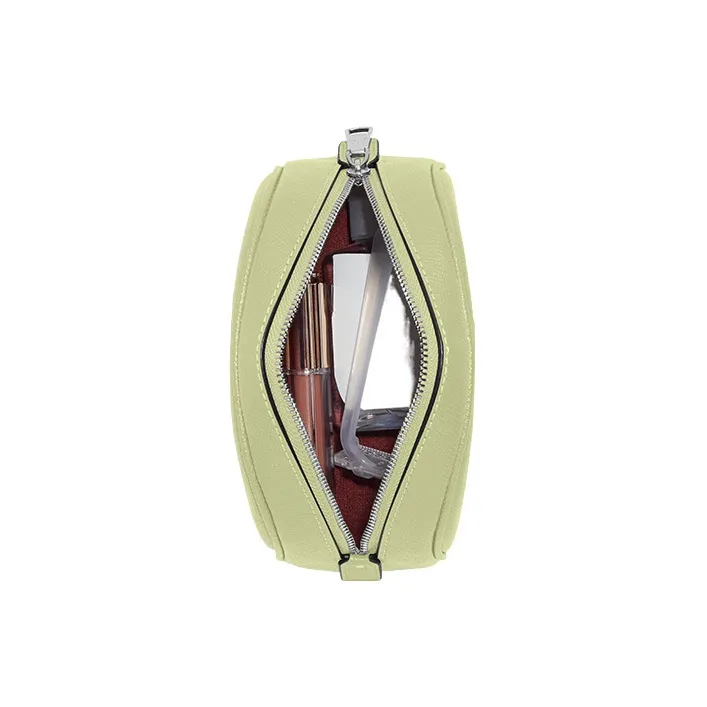 COACH Cross-Stitch Leather Dome Bag Makeup Bag Clutch Mini Women's Lime Green-1