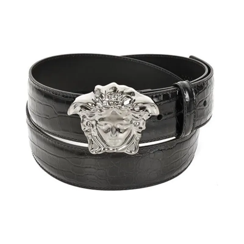 VERSACE Leather Belts Men Black-0