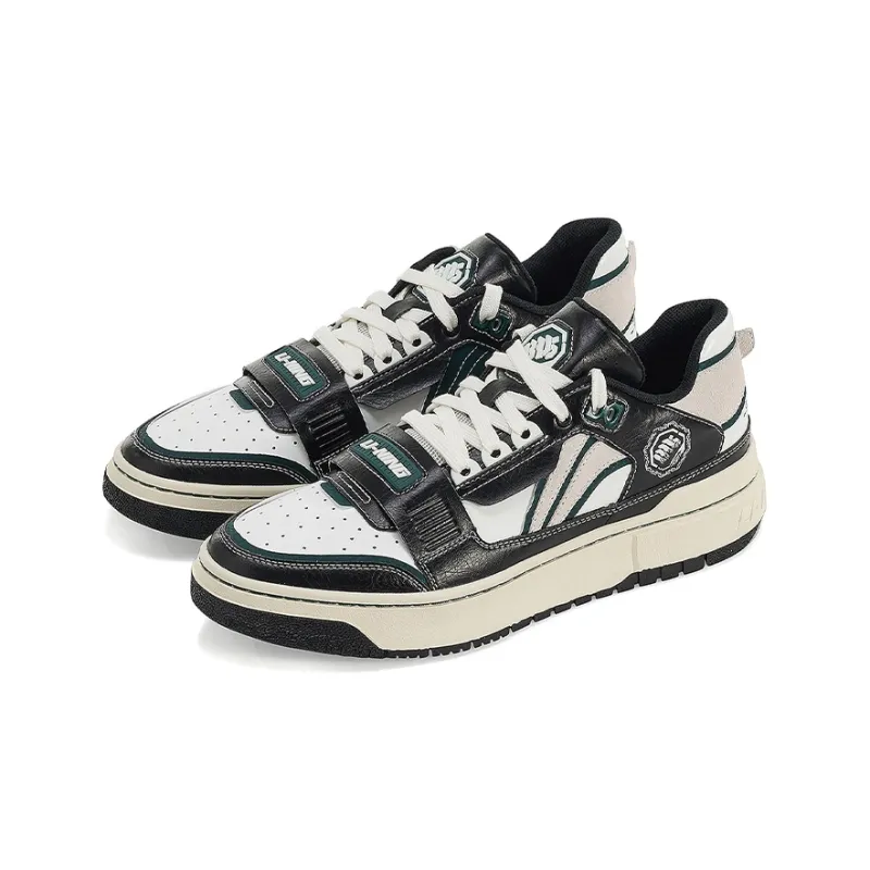 LiNing Rookie Anti Slip Wear Resistant Low Top Skateboard Shoes Women's Black White-1