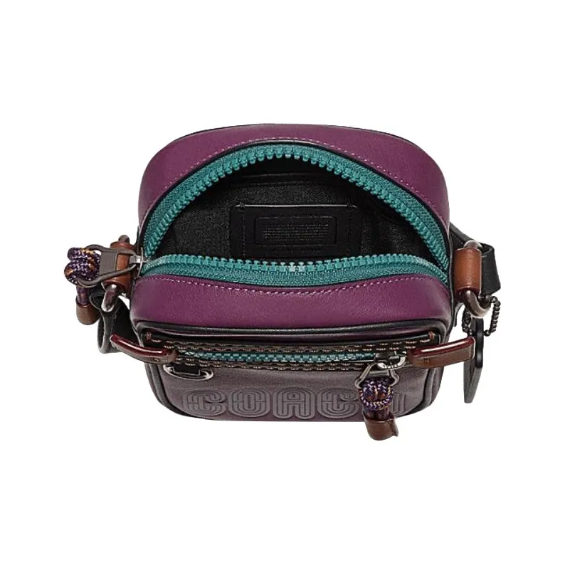 COACH Dylan Leather Crossbody Bag Mini Unisex Eggplant Purple Color-2
