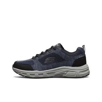 Skechers Low Top Lace Up Cushioning Anti-Slip And Wear-Resistant Low-Top Casual Shoes Men's Blue Black
