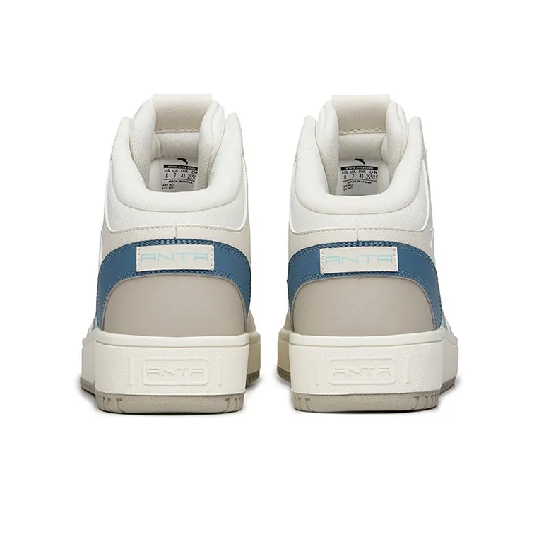 Anta Wear-Resistant High-Top Skateboard Shoes Men's White Gray-3
