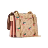 COACH Klare Smooth Leather With Coated Canvas Shoulder Bag Crossbody Bag Small Size Women's Brown & Pink