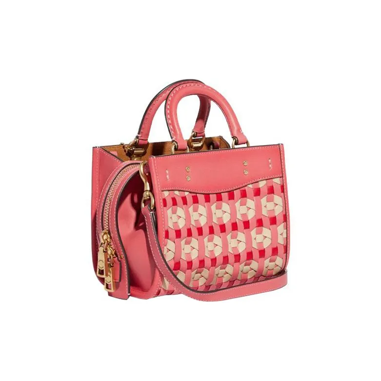COACH Rogue Cow Leather Handbag, Shoulder Bag, Crossbody Bag Small Size Women's Bright Coral-1