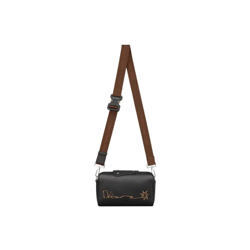 DIOR CACTUS JACK Collaboration Grained Calfskin Messenger Bag Crossbody Bag Shoulder Bag Men's Black-3