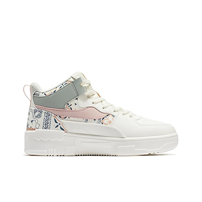361° Skateboard Shoes Women's Mid Top Feather White/Light Peach Pink-1