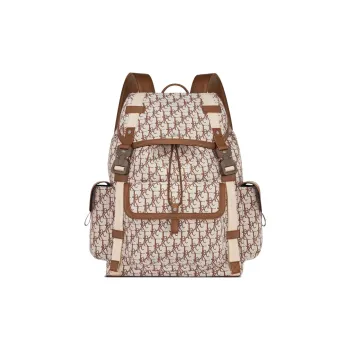 DIOR CACTUS JACK Collaboration Hit The Road Cow Leather Backpack Regular Unisex Coffee