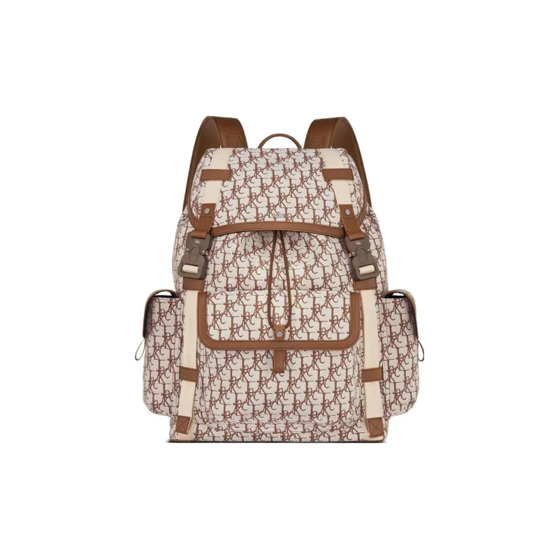 DIOR CACTUS JACK Collaboration Hit The Road Cow Leather Backpack Regular Unisex Coffee-0
