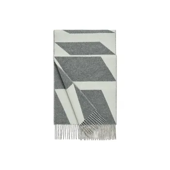 HERMES Cashmere Knit Scarves Women's Ivory White/Medium Gray