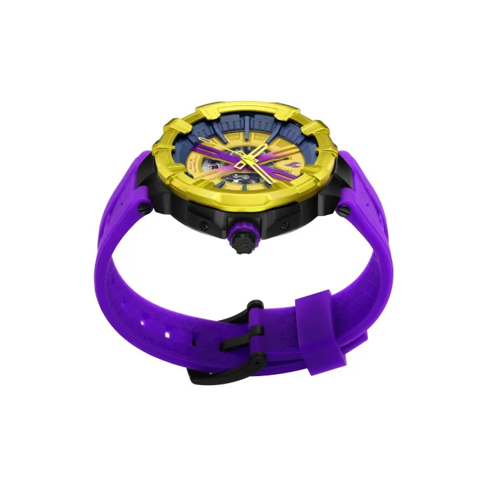 YOUNG STERNA Automatic Mechanical Movement Silicone Strap Watch Women's Watch Cut-Out Dial-5