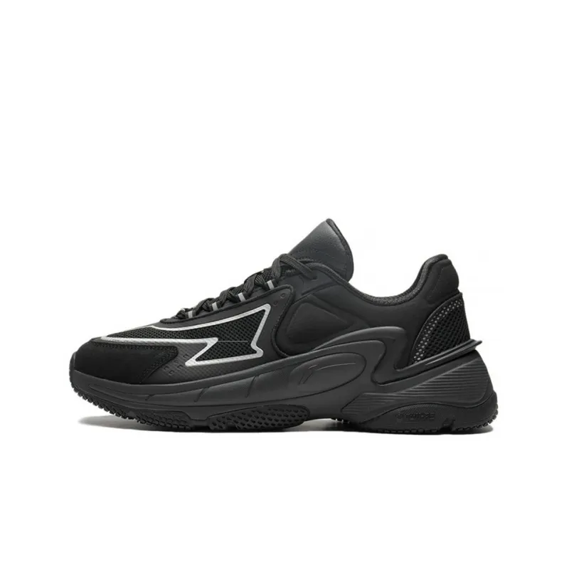 LiNing Cushioning Wear Resistant Low Top Casual Shoes Men's Black-0