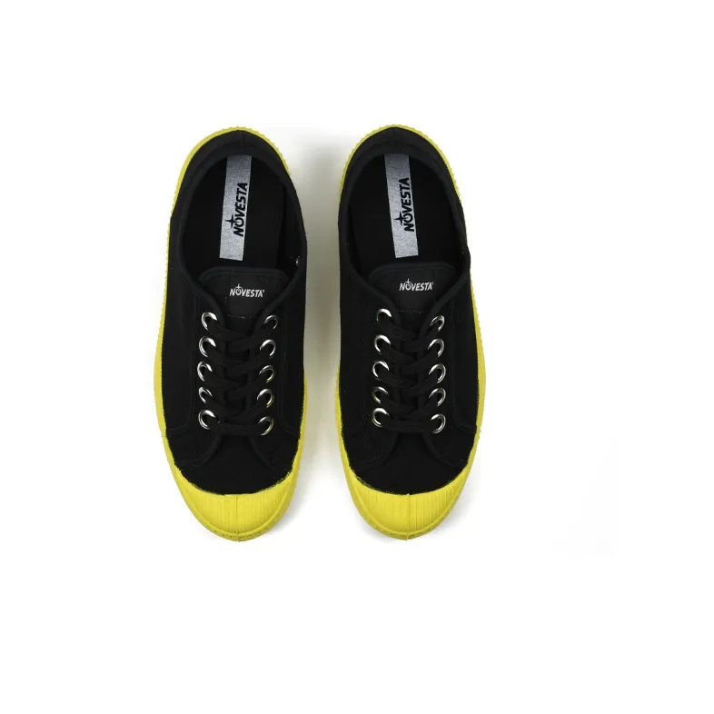 Novesta Canvas Shoes Unisex Low-Top Black/Yellow-2