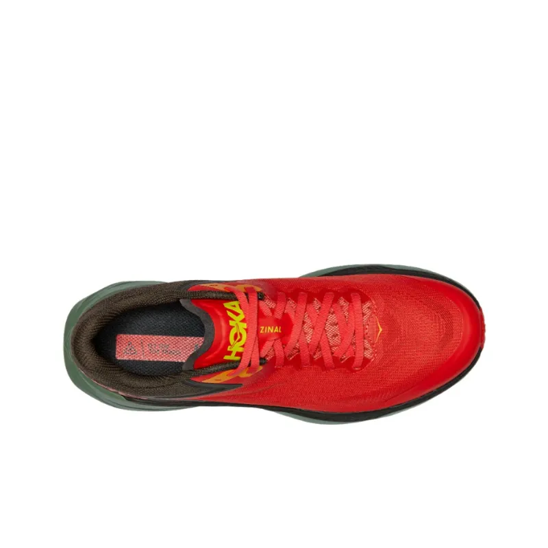 HOKA ONE ONE Zinal Abrasion Resistant Slip Resistant Low Top Running Shoes Men's Red Green-3