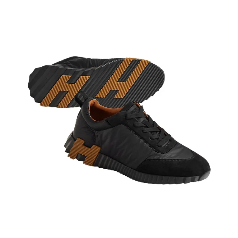 HERMES Bouncing Low Top Athletic Shoes Men's Black-3