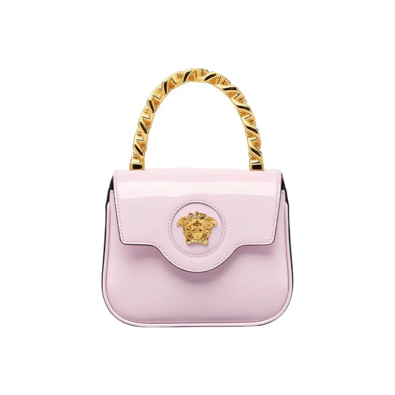 VERSACE La Medusa Patent Leather Calfskin Shoulder Bag Crossbody Bag Handbag Mini Women's Pink-0