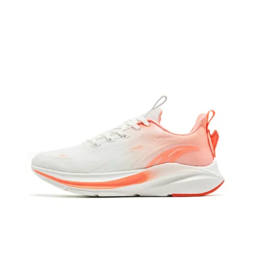 Erke Running Shoes Women's Low-Top Microcrystalline White/Neon Orange Pink