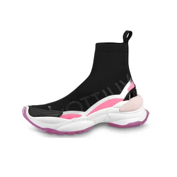 LOUIS VUITTON Run 55 Cushioning, Wear Resistant High Top Casual Shoes Women's Black Pink