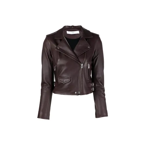 IRO NIGHT Leather Jackets Women's Burgundy