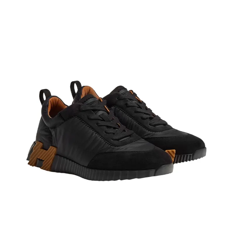 HERMES Bouncing Low Top Athletic Shoes Men's Black-1