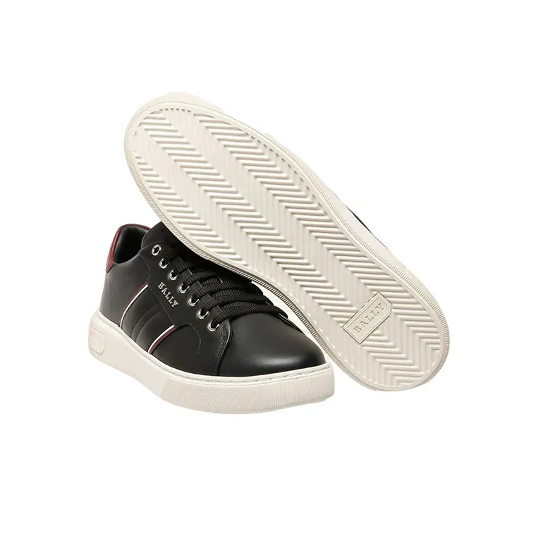 BALLY Meddy Low Top Skateboard Shoes Men Black Red-3