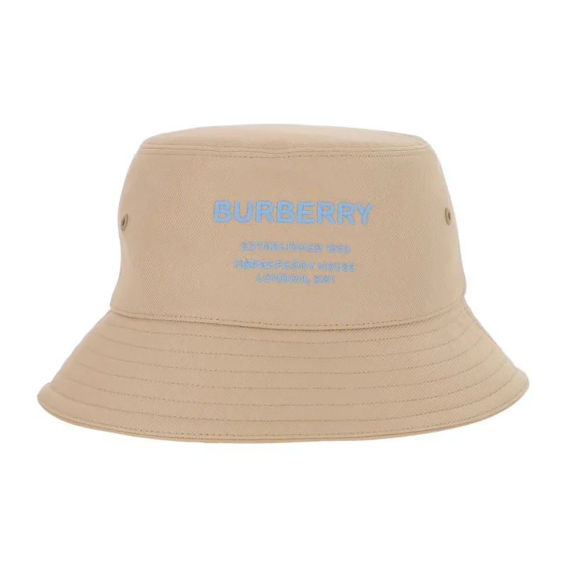 Burberry Logo Embroidered Cotton Bucket Hat-0