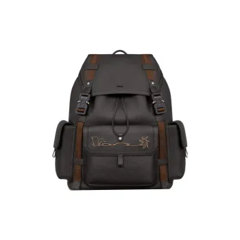 DIOR CACTUS JACK Collaboration Grain Cow Leather Backpacks Regular Men's Black
