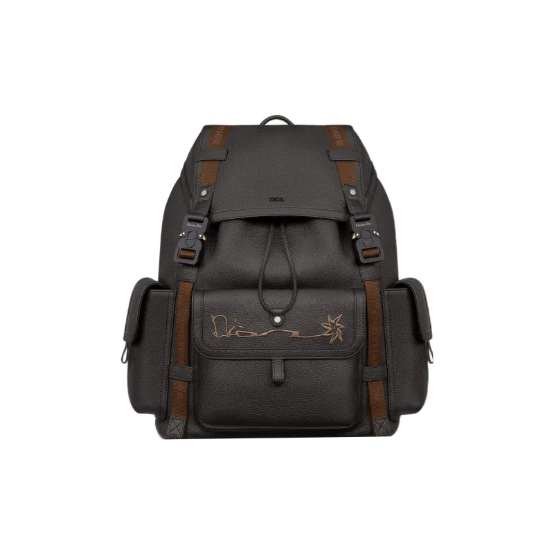 DIOR CACTUS JACK Collaboration Grain Cow Leather Backpacks Regular Men's Black-0