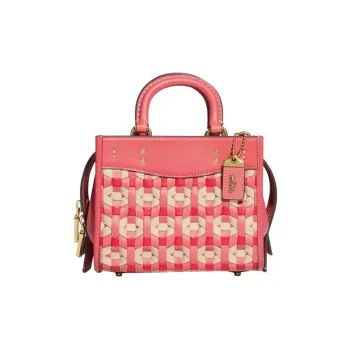 COACH Rogue Cow Leather Handbag, Shoulder Bag, Crossbody Bag Small Size Women's Bright Coral