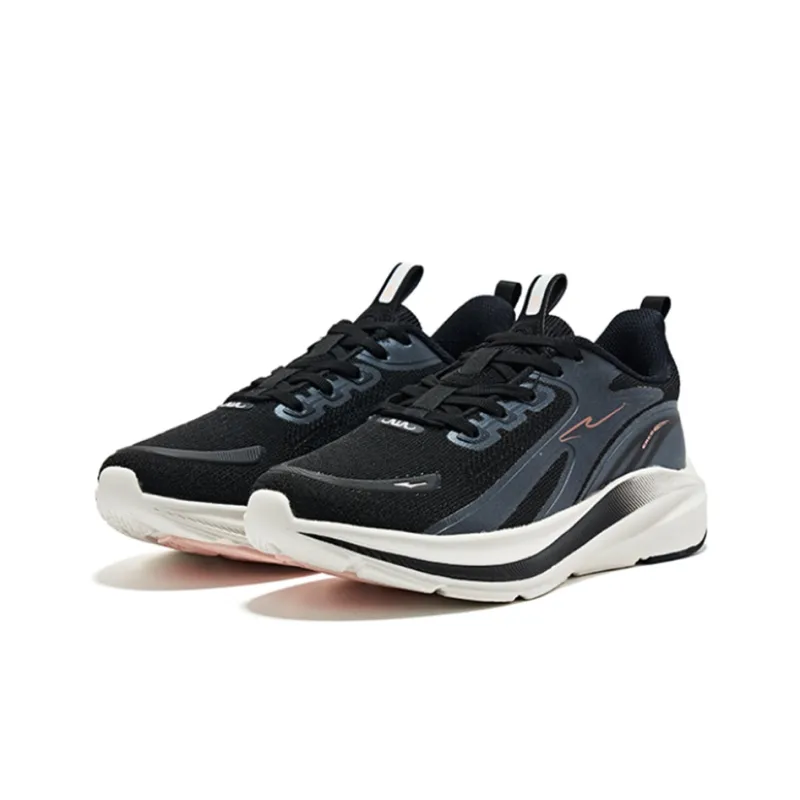 Erke Cushioned Anti-Slip And Wear-Resistant Lightweight Low-Top Running Shoes Women's Black Pink-2