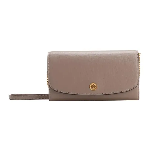 TORY BURCH Robinson Leather Shoulder Bag, Crossbody Bag, Wallet Regular Women's Gray